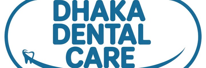 Dhaka dental care logo featuring a stylized tooth and a smiling mouth in blue