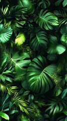 Lush Rainforest Plants and Vines Pattern
