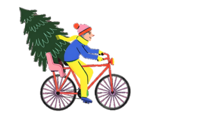 Christmas tree on bicycle