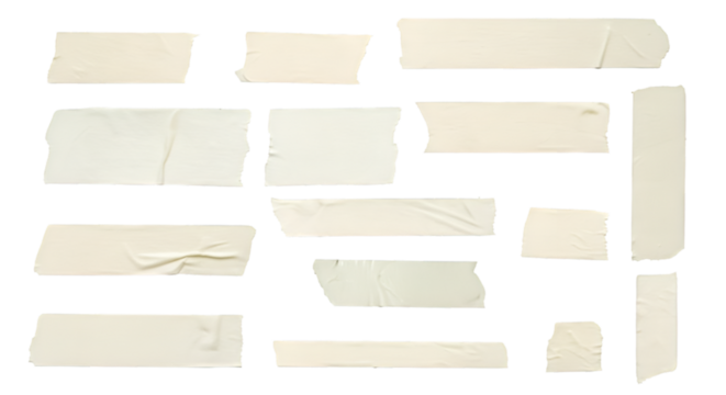 Adhesive tape set isolated on transparent background. Png realistic design element. 