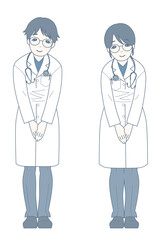 軽くお辞儀をしながら微笑む医師