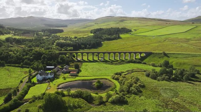 Shankend Viaduct from a drone, Hawick, Scottish Borders