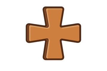 Christian cross bronze metal icon. Religious symbol of faith and god. Flat cartoon vector illustration. Holy spirituality sign. Isolated crucifix emblem for church or award.