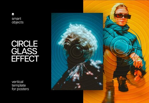 Circle Glass Poster Photo Effect Mockup