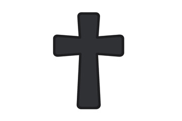 Obraz premium Christian cross silhouette icon. Simple black religious symbol of faith and crucifix. Vector graphic for concepts of Christianity, God, Jesus, church, prayer, and spirituality.