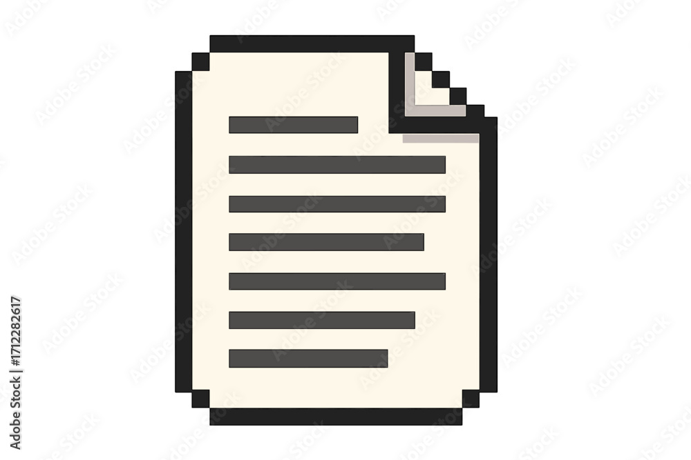Fototapete document pixel art icon for retro game interface. 8-bit file symbol. old computer graphic element. d