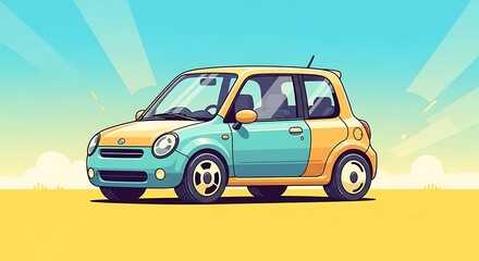 Colorful Retro Car Design.