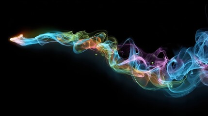 Colorful Swirling Smoke with Light Effects on Black Background