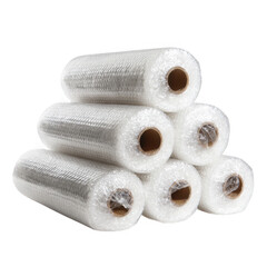  Five Rolls of Bubble Wrap Ready For Protective Packaging [Transparent Background PNG].