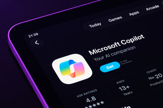 App Store on iPad with iOS 26 Liquid Glass UI showcasing Microsoft Copilot icon and details. Stafford, United Kingdom, September 18, 2025.