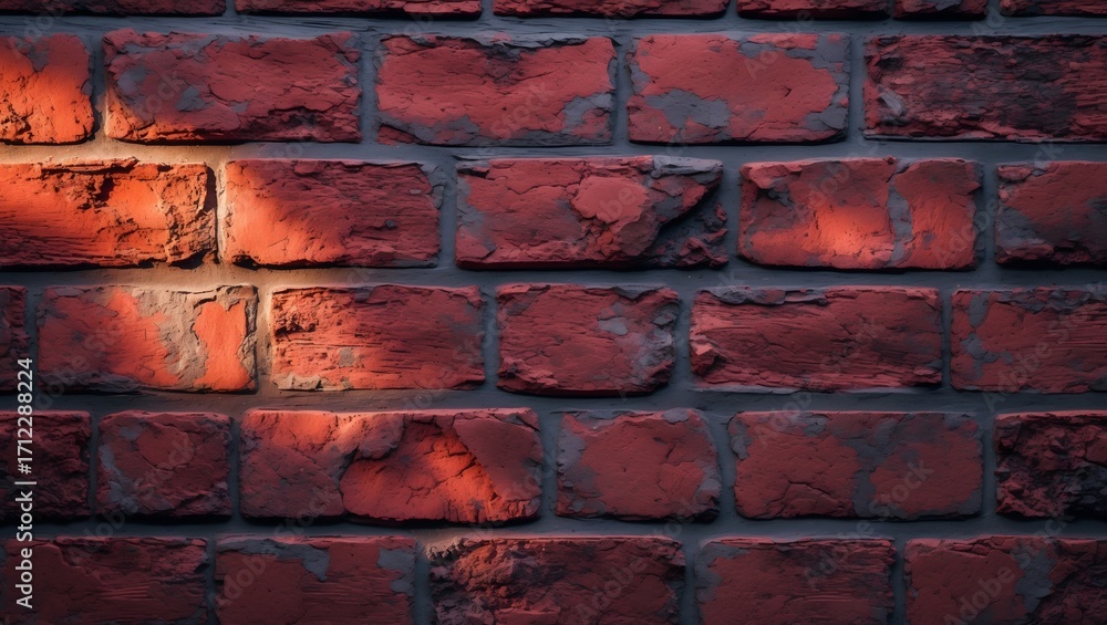 Poster a red brick wall background texture with shadows. a close-up of a brick wall creating a textured sur