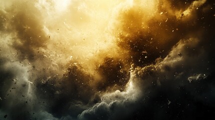 Obraz premium A dramatic portrayal of swirling clouds and bursts of light, evoking a sense of power and chaos in a celestial landscape.