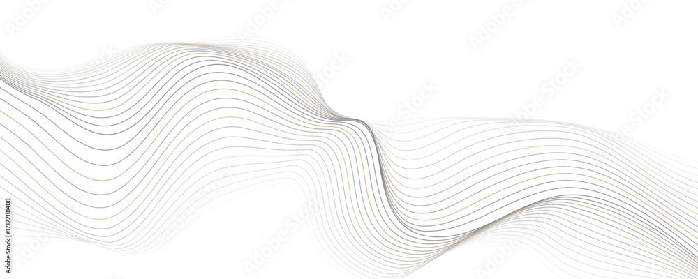 Poster abstract brown and gray wave line background. abstract linear flowing particles future technology co