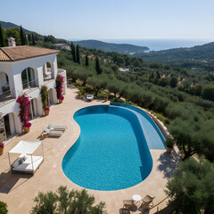 Mediterranean villa with oval pool