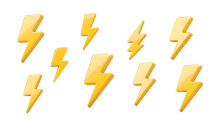 set Yellow Plastic Lightning Bolts 3d 