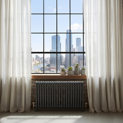 Vintage black metal loft window