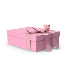 Pink gift box with ribbon bow isolated 3d packaging render