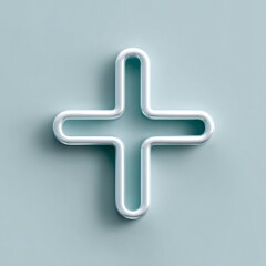 Obraz premium minimal glowing medical cross icon on pastel background, healthcare future style, copyspace