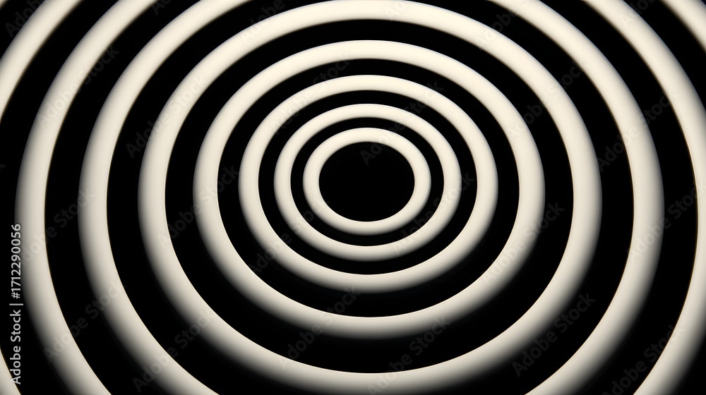 Aufkleber a monochrome abstract image featuring a series of concentric black and white circles that form a mes