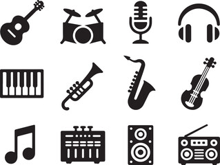 Fototapeta premium Diverse music icons for creative projects