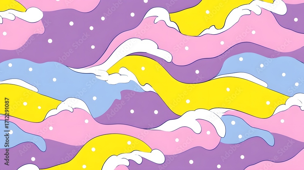 Poster a visually captivating and imaginative abstract composition featuring undulating waves of vibrant pa