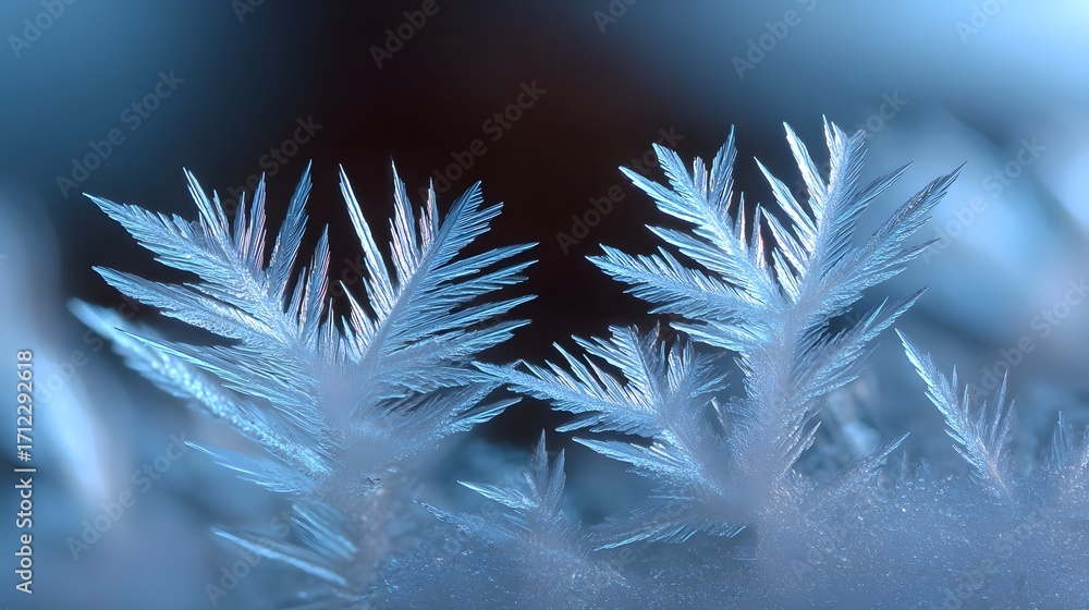 Poster delicate and intricate frost crystal formations create a mesmerizing abstract pattern in a serene, w