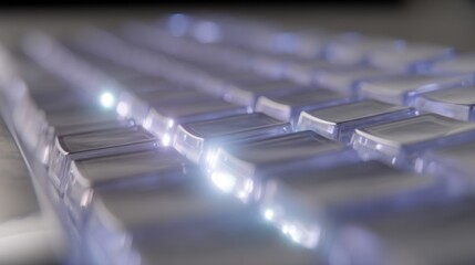 Close-up of a computer keyboard. the keys are arranged in a grid-like pattern, with each key slightly overlapping the one below it.
