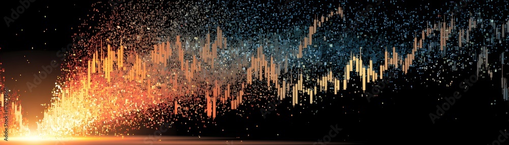 Poster market collapse a stunning display of light and color resembling a vibrant sound wave.