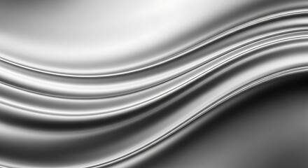 Obraz premium Abstract silver metallic background with wavy lines and smooth reflections creating a modern design created with generated ai