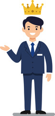 Successful businessman with a golden crown