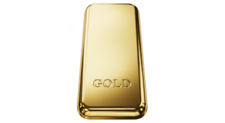 Shiny gold bar isolated on transparent background