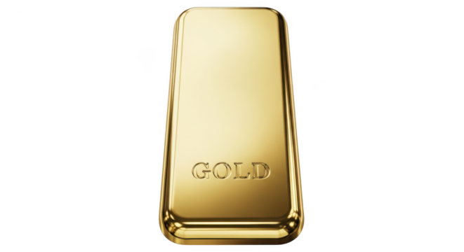 Shiny gold bar isolated on transparent background