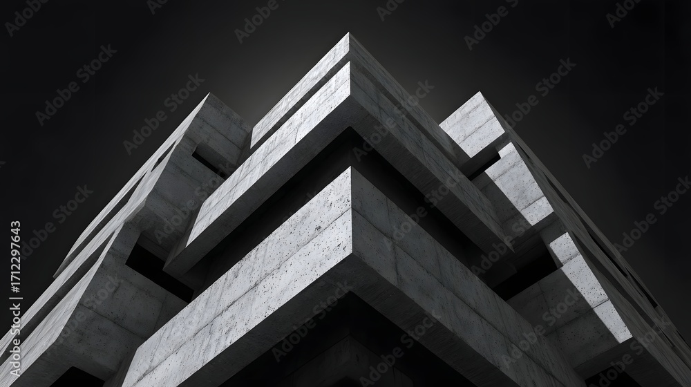 Aufkleber a modern, minimalist building with a bold, angular design and a striking monochrome color scheme.