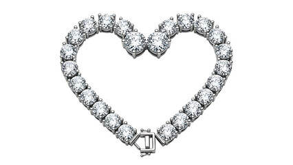 Obraz premium Heart shaped diamond tennis bracelet jewelry love gift for her anniversary present engagement wedding on transparent background