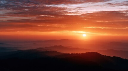 Obraz premium Stunning Sunset Over Mountain Ranges