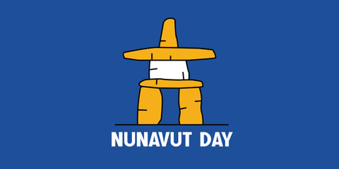 Fototapeta premium Nunavut Day Celebration Icon with Inuksuk Symbol