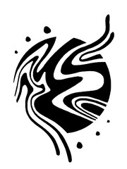 Abstract fluid circle dark warped wave aesthetic.