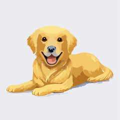 Adorable golden retriever puppy smiling sweetly, pure joy vector art