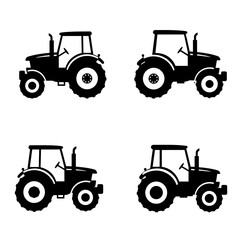 tractor, silhouette, farming, agriculture, machinery, icon, vector, equipment, rural, field, vehicle, plow, harvest, barn, crop, tiller, farmtool, blackicon, outline, transport, heavyvehicle, agritech