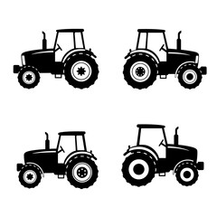 tractor, silhouette, farming, agriculture, machinery, icon, vector, equipment, rural, field, vehicle, plow, harvest, barn, crop, tiller, farmtool, blackicon, outline, transport, heavyvehicle, agritech