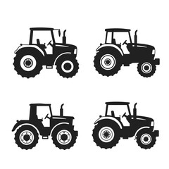 tractor, silhouette, farming, agriculture, machinery, icon, vector, equipment, rural, field, vehicle, plow, harvest, barn, crop, tiller, farmtool, blackicon, outline, transport, heavyvehicle, agritech