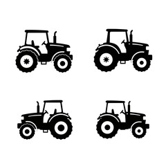 tractor, silhouette, farming, agriculture, machinery, icon, vector, equipment, rural, field, vehicle, plow, harvest, barn, crop, tiller, farmtool, blackicon, outline, transport, heavyvehicle, agritech