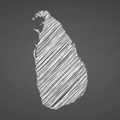 Sri Lanka map hand drawn sketch. Vector concept illustration flag, scribble map. Country map for infographic, brochures and presentations isolated on black background. Vector illustration