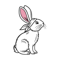 White rabbit with pink inner ears wearing a bandana tied with a bow bunny animal