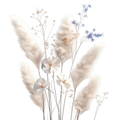 Ornamental Grasses with Fluffy Plumes and Airy Wildflowers, Dried Ornamental Grasses and Delicate Wildflower Arrangement