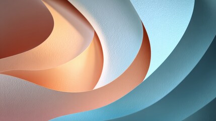 Abstract Waves of Colorful Paper Layers in Soft Gradient Tones