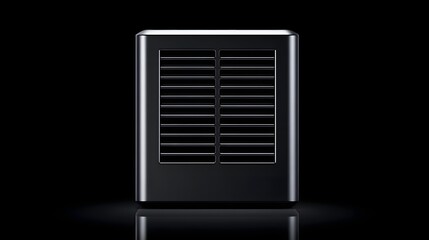 A sleek, black ventilation fan with a grid-like pattern, designed for efficient air circulation and climate control in modern interiors.