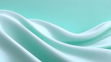 Delicate, smooth turquoise fabric with graceful, undulating waves and subtle folds, creating a serene, minimalist background