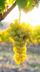 Naklejka premium Close-up cluster of ripe white grapes