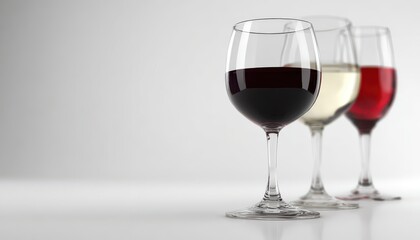 Elegant Display of Wine Glasses with Various Wine Types